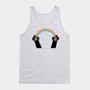 Rainbow in Black Animal Paws Tank Top